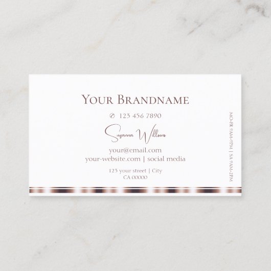 ロゴエレガントシック付き白とバラの金ゴールドサークル 名刺 (裏面)