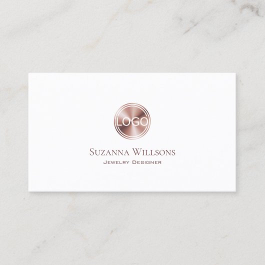 ロゴエレガントシック付き白とバラの金ゴールドサークル 名刺 (正面)