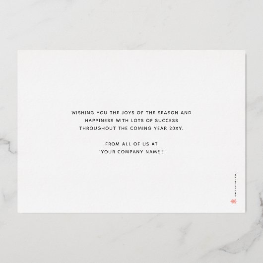 ロゴエレガントネイビーブルービジネスホリデーカード 箔招待状 (裏面)