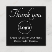 ロゴエレガントブラックありがとうご割引カード スクエア名刺 (正面)