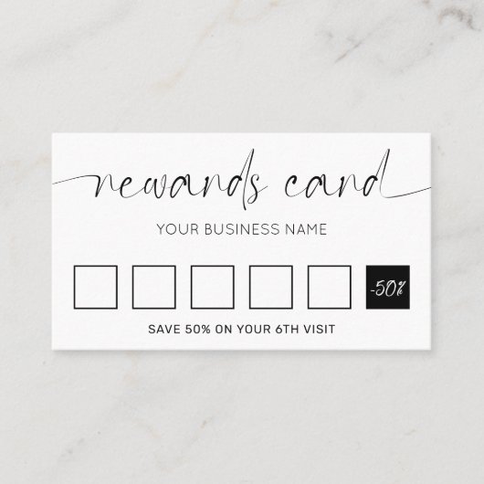 ロゴエレガントブラック&ホワイト美容師サロン ロイヤリティカード (正面)