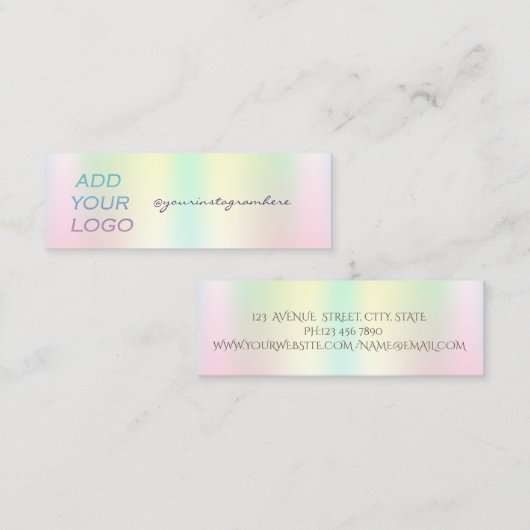 ロゴエレガントホログラフィックの追加 スキニー名刺 (正面/裏面)