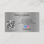 ロゴエレガントメタルアルミニウムシルバーブラシ 名刺 (裏面)