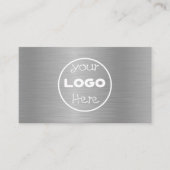 ロゴエレガントメタルアルミニウムシルバーブラシ 名刺 (正面)