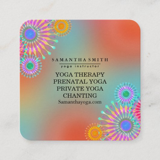 ロゴエレガントヨガ瞑想ロータスフラワーズスクエア スクエア名刺 (正面)