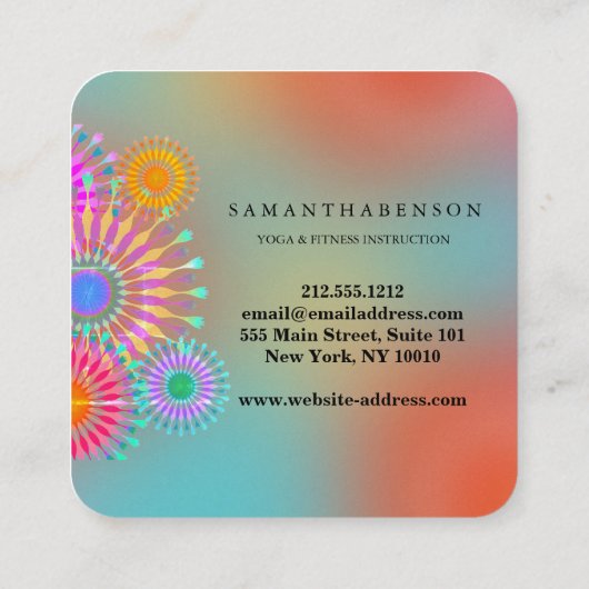 ロゴエレガントヨガ瞑想ロータスフラワーズスクエア スクエア名刺 (裏面)
