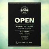 ロゴエレガント付きの黒い開館時間 ウィンドウサイン (シート3)