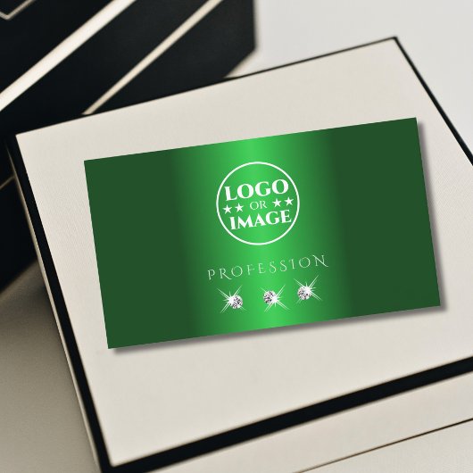 ロゴエレガント付きグきらめくリーンシルバーダイヤモンド 名刺