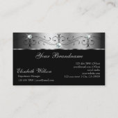 ロゴエレガント付きシルバーブラックの四角い宝石 名刺 (裏面)