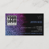 ロゴエレガント付きスタイルブラックパープルグリッタースター 名刺 (裏面)