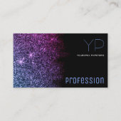 ロゴエレガント付きスタイルブラックパープルグリッタースター 名刺 (正面)