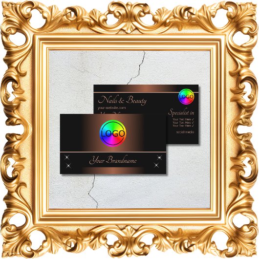 ロゴエレガント付きブラウンとブラックプロフェッショナル 名刺