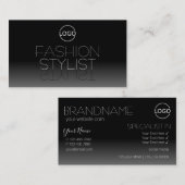 ロゴエレガント付き白黒シック鏡フォント 名刺 (正面/裏面)