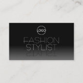 ロゴエレガント付き白黒シック鏡フォント 名刺 (正面)