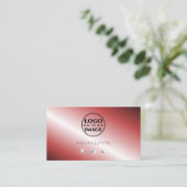 ロゴエレガント付き赤きらめく銀ダイヤモンド 名刺 (スタンド正面)