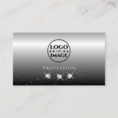 ロゴエレガント付き銀きらめく色ブラックダイヤモンド 名刺 (正面)