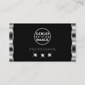 ロゴエレガント付き銀きらめく色ブラックダイヤモンド 名刺 (正面)