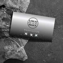 ロゴエレガント付き銀きらめく色ブラックダイヤモンド 名刺