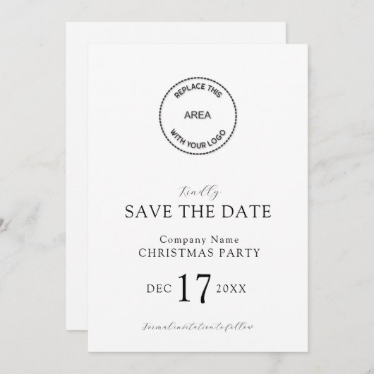 ロゴエレガント会社クリスマスパーティー日付の保存 招待状 (正面/裏面)