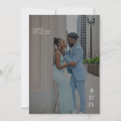 ロゴエレガント写真の結婚式の日付の保存 招待状 (裏面)