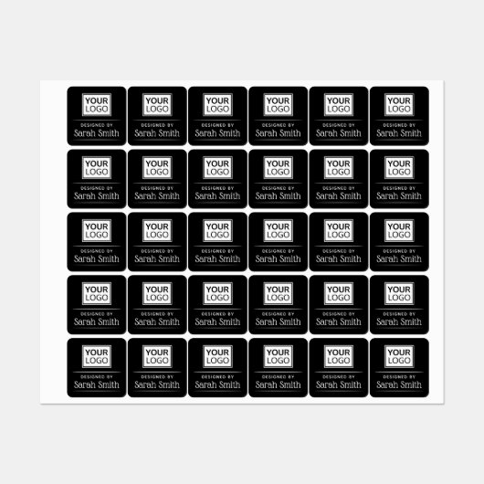 ロゴエレガント文字の正方形の黒い布の衣類を追加 ラベル (シート)