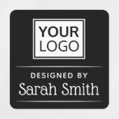 ロゴエレガント文字の正方形の黒い布の衣類を追加 ラベル (デザイン2)