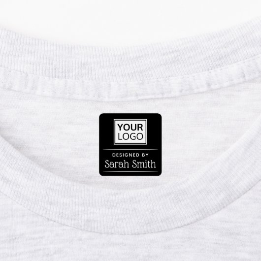 ロゴエレガント文字の正方形の黒い布の衣類を追加 ラベル (貼付)