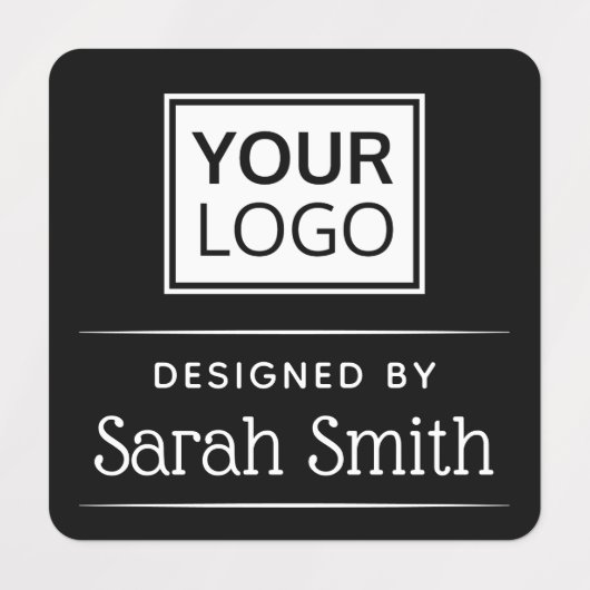 ロゴエレガント文字の正方形の黒い布の衣類を追加 ラベル (デザイン1)