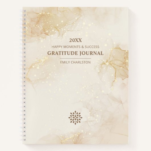 ロゴエレガント金ゴールドベージュ水の色の感謝 ノートブック (正面)