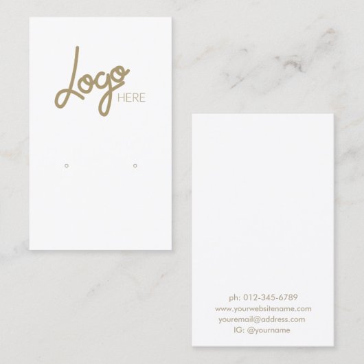 ロゴエレガント金ゴールドホワイトジュエリーイヤリングディスプレイ 名刺 (正面/裏面)