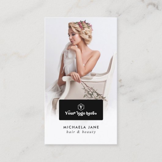 ロゴエレガント、2枚の写真、サービス、ソーシャルメディア 名刺 (正面)