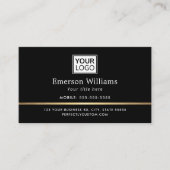 ロゴエレガントQRコード黄金のグラデーション分周器ブラック 名刺 (正面)