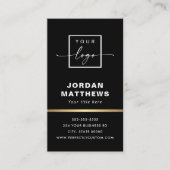 ロゴエレガントQRコード黄金のグラデーショ縁どンブラック 名刺 (正面)