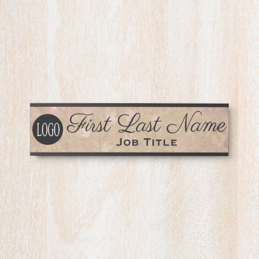 ロゴオフィスドアのサインエレガントバラ金ゴールドの外観 サインプレート (正面)