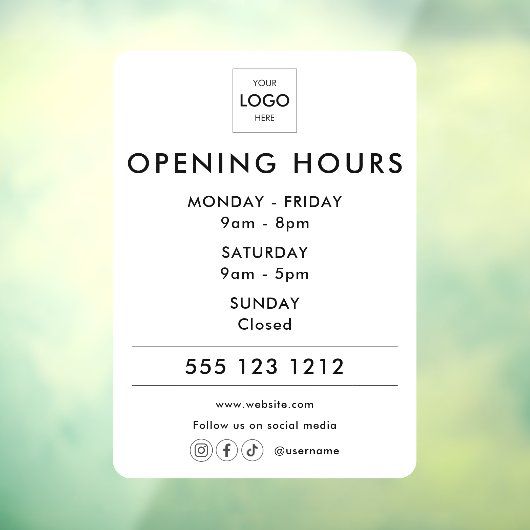 ロゴオープン時間ソーシャルメディアビジネス ウィンドウサイン (シート3)