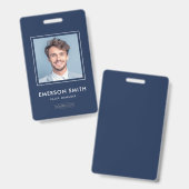 ロゴカスタムとフォトダークブルーの従業員名id バッジ (正面＆裏面)