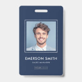 ロゴカスタムとフォトダークブルーの従業員名id バッジ (正面)