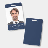 ロゴカスタムとフォトダークブルーの従業員名id バッジ (正面＆裏面)