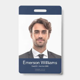 ロゴカスタムとフォトダークブルーの従業員名id バッジ