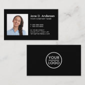 ロゴカスタムとフォトブラックのモダンプロフェッショナル 名刺 (正面/裏面)
