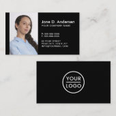 ロゴカスタムとフォトモダンプロフェッショナルブラック 名刺 (正面/裏面)