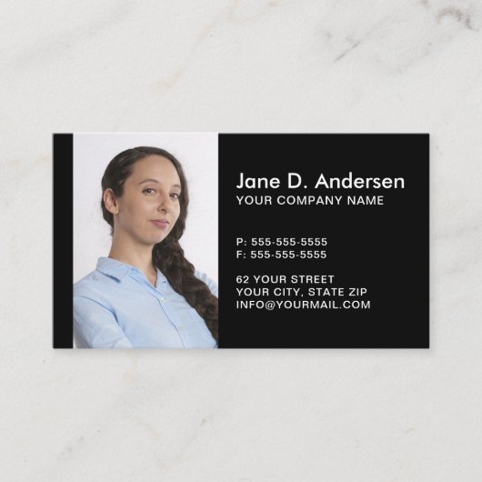 ロゴカスタムとフォトモダンプロフェッショナルブラック 名刺 (正面)