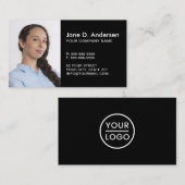 ロゴカスタムとフォトモダンプロフェッショナルブラック 名刺 (正面/裏面)