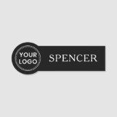 ロゴカスタムと名前ビジネス従業員ブラック 名札 (正面)