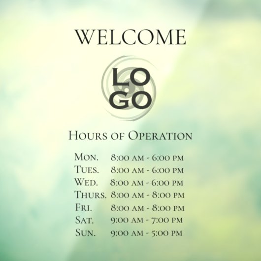 ロゴカスタムと営業時間を記載した会社サイン ウィンドウサイン (シート3)