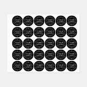 ロゴカスタムと文字の丸い黒い布の衣類 ラベル (シート)