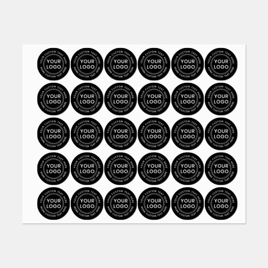 ロゴカスタムと文字の丸い黒い布の衣類 ラベル (シート)