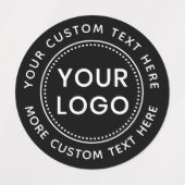 ロゴカスタムと文字の丸い黒い布の衣類 ラベル (デザイン2)