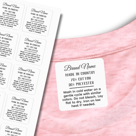 ロゴカスタムと文字の正方形の黒い布の衣類 ラベル