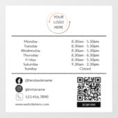 ロゴカスタムとQRが付いた営業時間枠 ウィンドウサイン (シート)